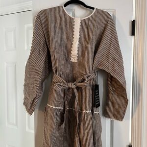 Tuckernuck Brown Stripe Linen Tobi Mini Dress